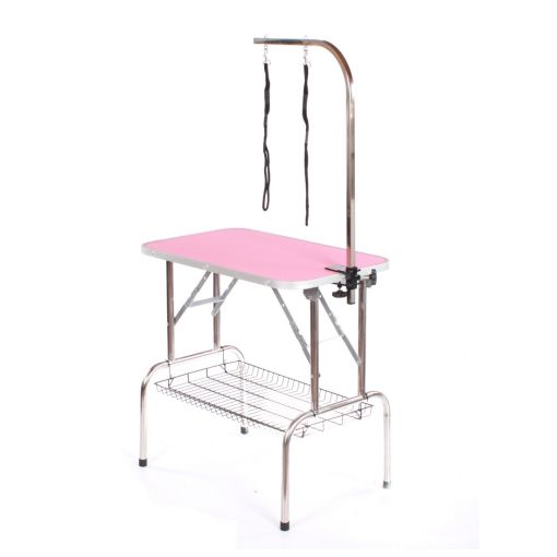 Pedigroom Medium Staineless Steel Portable Dog Grooming Table Pink